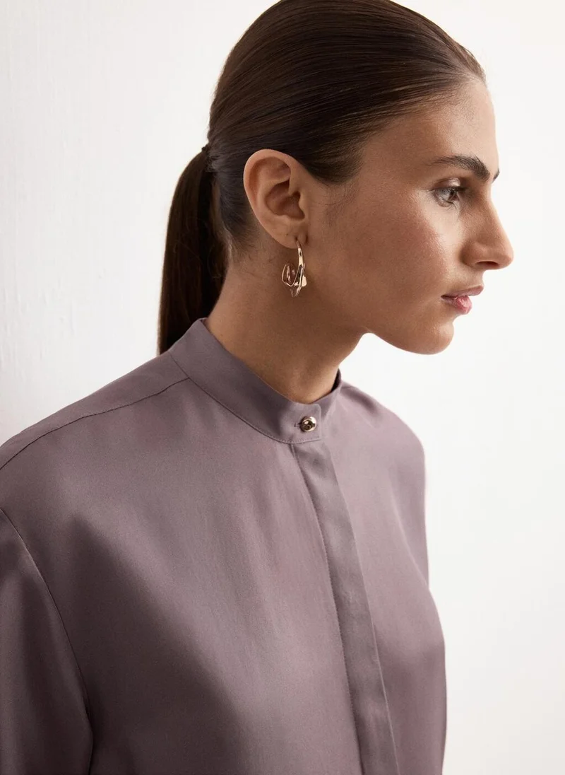 Mango  Long shirt with stand collar for Women | Best Price UAE